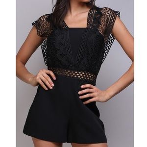 Do+Be Black Crochet Romper